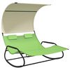 vidaXL Șezlong balansoar plajă dublu/baldachin,verde/crem, textilenă