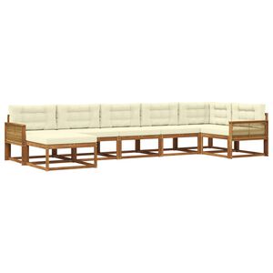 vidaXL Set de canapele de exterior cu pernă 7 pcs Natural și Crem