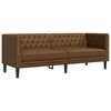 vidaXL Canapea Chesterfield cu 3 locuri, maro, piele ecologică