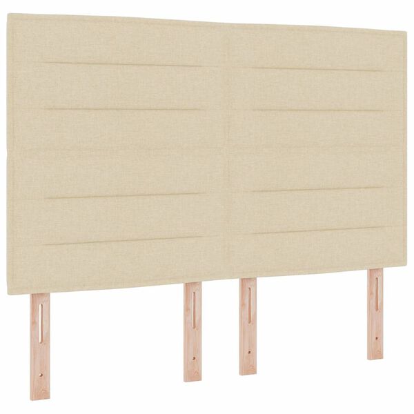 vidaXL Pat cu arcuri cu saltea cu headboard Crem 190 x 140 cm țesătură