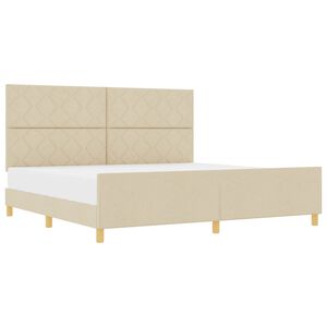 vidaXL Cadru de pat cu headboard Crem 200 x 200 cm țesătură