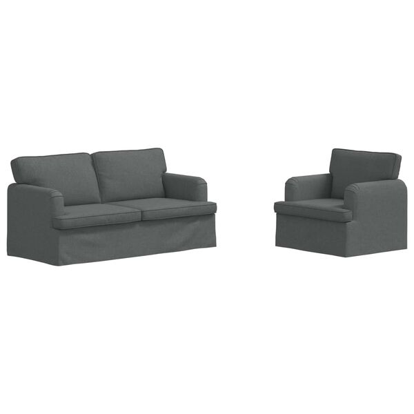 vidaXL Set de canapea 2 pcs Gri &icirc;nchis 162 x 80 x 85 cm țesătură