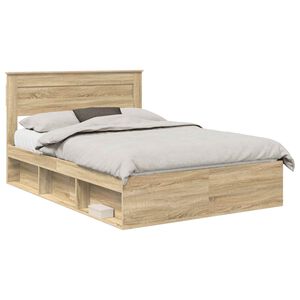 vidaXL Cadru de pat Stejar Sonoma 150 x 200 cm Lemn de pin masiv