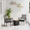 vidaXL Set Bistro de Grădină 3 pcs Negru Rattan poli