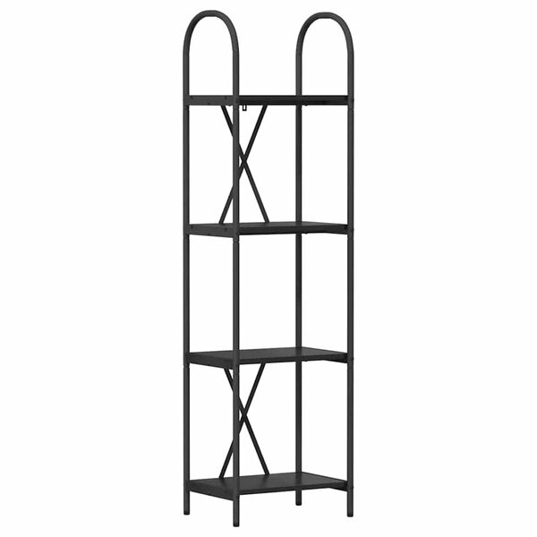 vidaXL Raft pentru cărți Stejar Negru 40 x 30 x 146 cm Lemn compozit