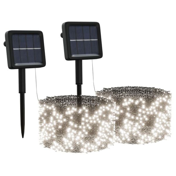 vidaXL Lumini solare feerice 2 buc.x200 LED alb rece interior/exterior