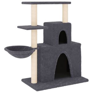 vidaXL Ansamblu pisici cu st&acirc;lpi din funie sisal, gri &icirc;nchis, 83 cm