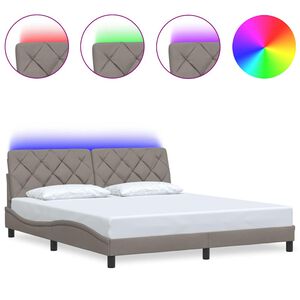 vidaXL Cadru de pat cu LED fără saltea Taupe 180x200 cm Material