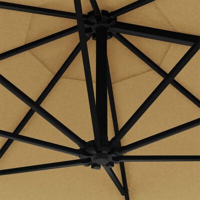 vidaXL Umbrelă soare LED montaj pe perete stâlp metal gri taupe 300cm