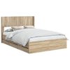 vidaXL Cadru de pat cu depozitare și tăblie Stejar Sonoma 135 x 190 cm