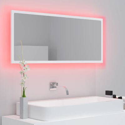 vidaXL Oglindă de baie cu LED, alb, 100x8,5x37 cm, acril