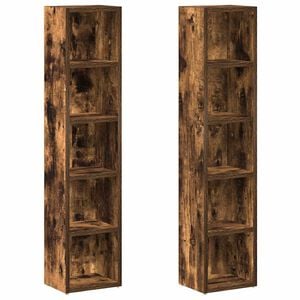 vidaXL Dulap CD-uri 2 buc. stejar fumuriu 21x16x93,5 cm lemn prelucrat