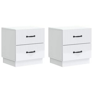 vidaXL Dulap de noapte 2 pcs Alb 43 x 34,5 x 44,5 cm Lemn prelucrat