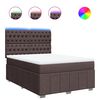 vidaXL Pat box spring cu saltea, maro &icirc;nchis, 140x200 cm, textil