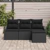 vidaXL Set de canapea cu pernă 4 pcs Negru poliratan