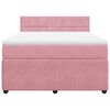 vidaXL Pat box spring cu saltea, roz, 140x200 cm, catifea