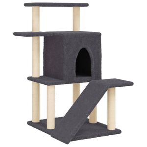 vidaXL Ansamblu de pisici, st&acirc;lpi din funie sisal, gri &icirc;nchis, 97 cm