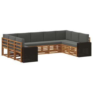 vidaXL Set canapea sectională 9 pcs Natural și Antracit Poliester