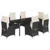vidaXL Set mobilier de grădină cu perne, 7 piese, negru, poliratan