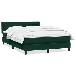 vidaXL Pat box spring cu saltea, verde &icirc;nchis, 160x210 cm, catifea