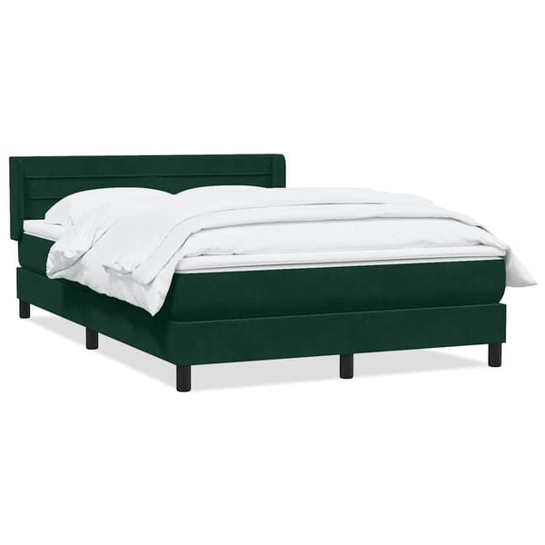vidaXL Pat box spring cu saltea, verde &icirc;nchis, 160x210 cm, catifea