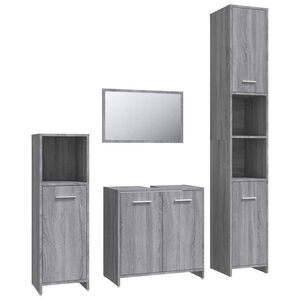 vidaXL Set mobilier de baie, 4 piese, gri sonoma, lemn prelucrat