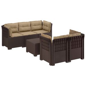 vidaXL Sofa de grădină cu 5 locuri cu perne aspect rattan PP Maro