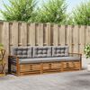 vidaXL Set de canapele de exterior 3 pcs Gri natural și deschis