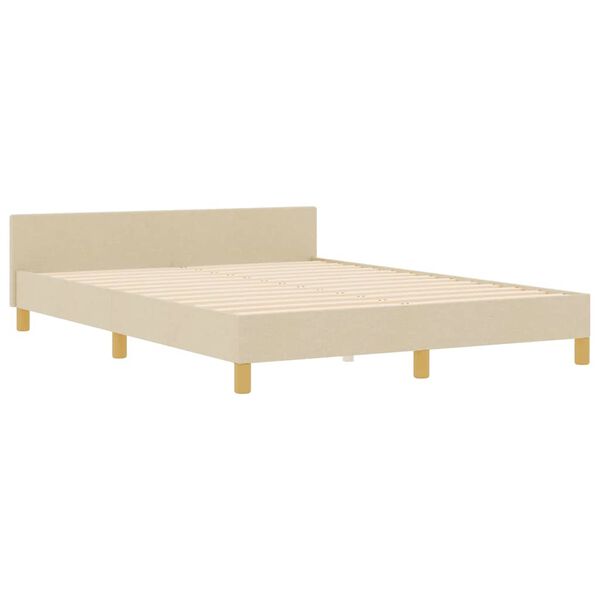 vidaXL Cadru de pat cu headboard Crem 160 x 200 cm țesătură
