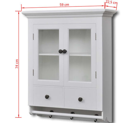 vidaXL Dulap de perete pentru bucătărie, cu ușă din sticlă, lemn, alb