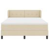 vidaXL Pat cu arcuri cu saltea cu headboard Crem 140 x 190 cm țesătură