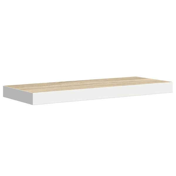 vidaXL Raft de perete suspendat, alb și stejar, 60x23,5x3,8 cm, MDF