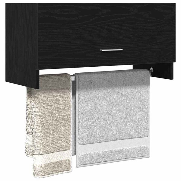 vidaXL Dulap cu sertar Stejar Negru 70 x 32,5 x 35 cm Lemn compozit