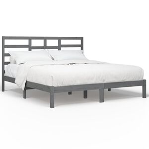vidaXL Cadru de pat, gri, 200x200 cm, lemn masiv