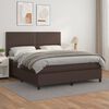 vidaXL Pat box spring cu saltea, maro, 180x200 cm, piele ecologică