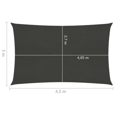 vidaXL Pânză parasolar, antracit, 3x4,5 m, HDPE, 160 g/m²