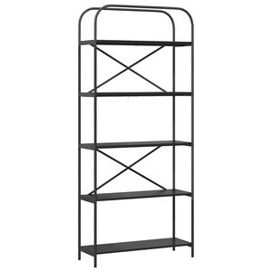 vidaXL Raft pentru cărți Stejar Negru 80 x 30 x 183 cm Lemn compozit