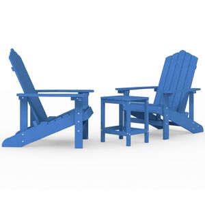 vidaXL Scaune grădină Adirondack cu masă, albastru marin, HDPE