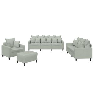 vidaXL Set de canapele cu perne, 4 piese, gri deschis, catifea