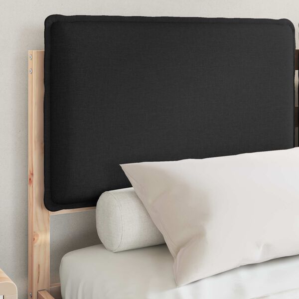 vidaXL Cadru de pat cu tăblie tapițată cu headboard Negru 140 x 200 cm