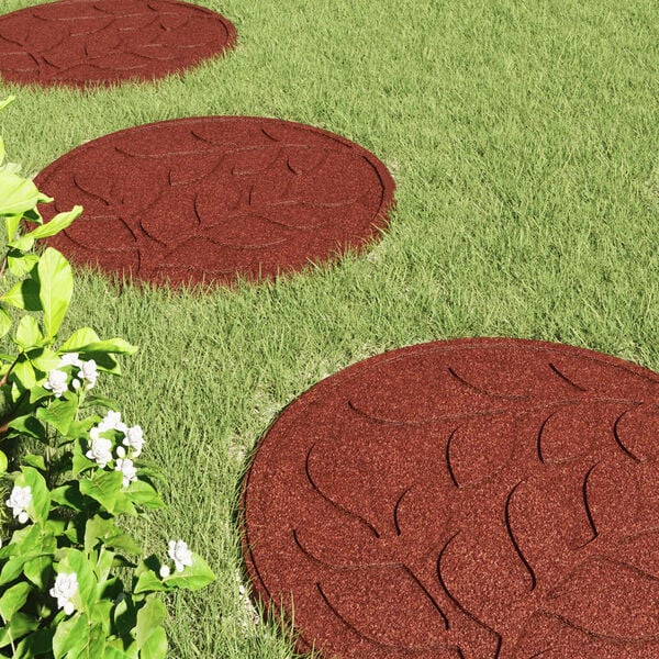 vidaXL Piatra de pași 6 pcs Roșu &Oslash; 44 x 2 cm Cauciuc