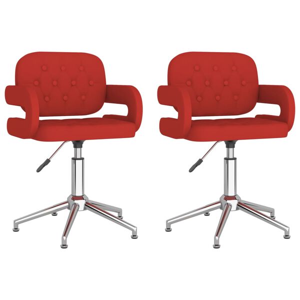vidaXL Scaune sufragerie pivotante 2 buc. roșu vin piele artificială
