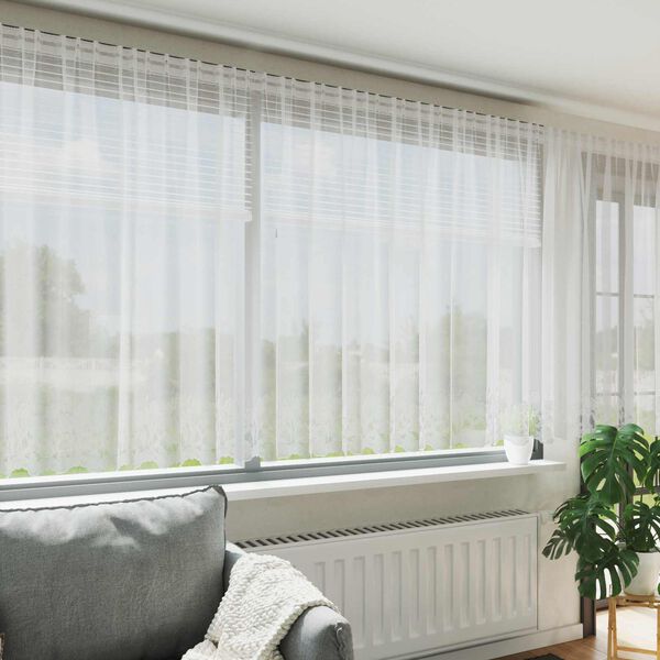 vidaXL Cortină din Dantelă cu perdele Alb 180 x 600 cm Poliester
