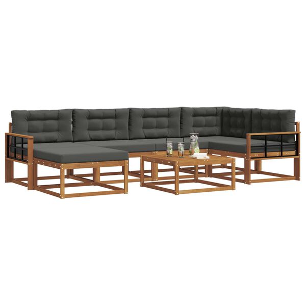 vidaXL Set de canapele de exterior cu pernă 7 pcs Natural și Antracit