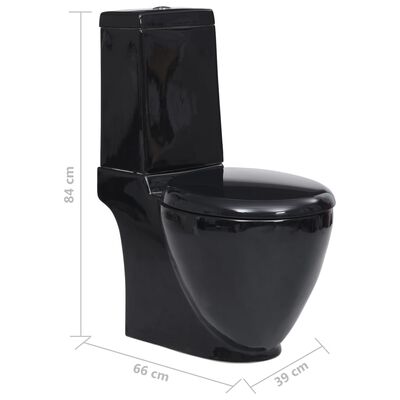 vidaXL Vas WC toaletă de baie, negru, ceramică, rotund, flux inferior