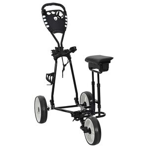 vidaXL Troler de golf cu scaun Negru și Alb Fier Pliabil