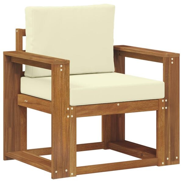 vidaXL Canapea de exterior Lemn de acacia solid și poliester natural