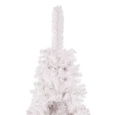 vidaXL Brad de Crăciun pre-iluminat slim, set globuri, alb, 120 cm