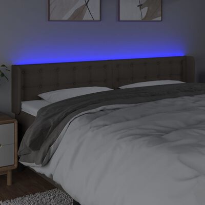 vidaXL Tăblie de pat cu LED, gri taupe, 163x16x78/88 cm, textil