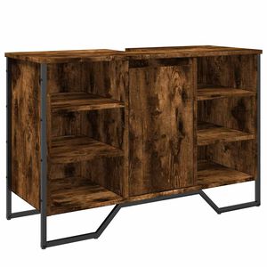 vidaXL Dulap chiuvetă baie, stejar fumuriu, 91x35x60 cm lemn prelucrat
